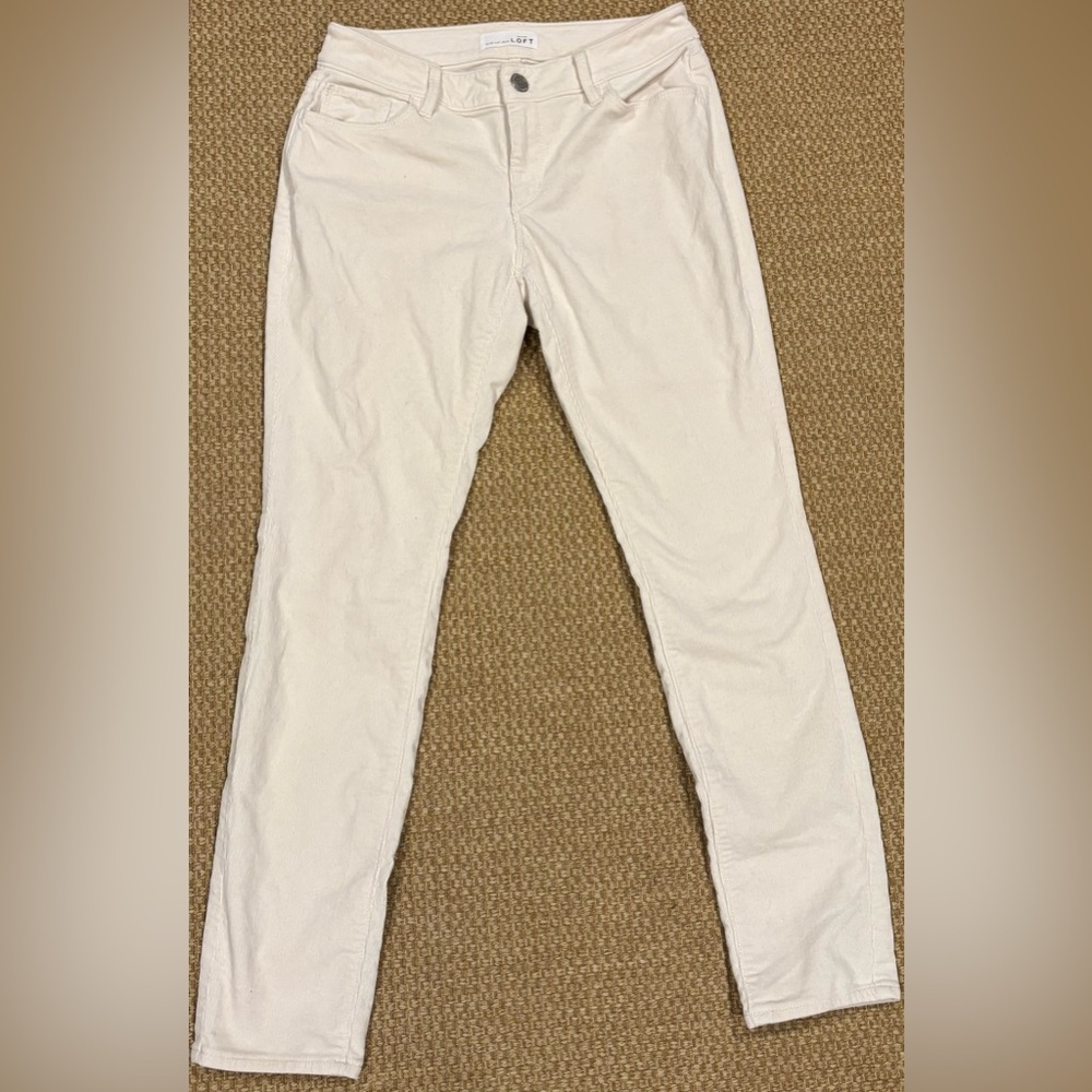 LOFT Off-White Corduroy Trousers